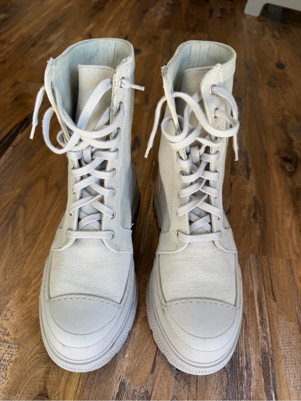 Free People Canvas Lace-Up Gray Combat Boots size 38